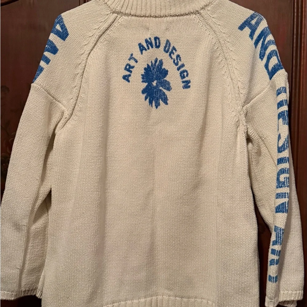 Pilcro White and Blue Graphic Printed Sweater - Picture 4 of 4